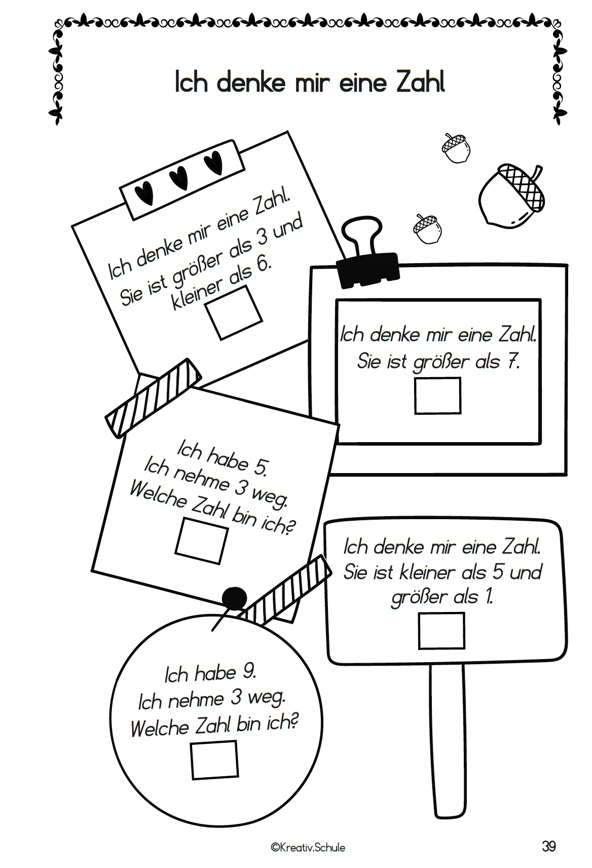 Aufgabenkarte: Ich denke mir eine Zahl – Rateaufgaben zum Mengenverständnis
